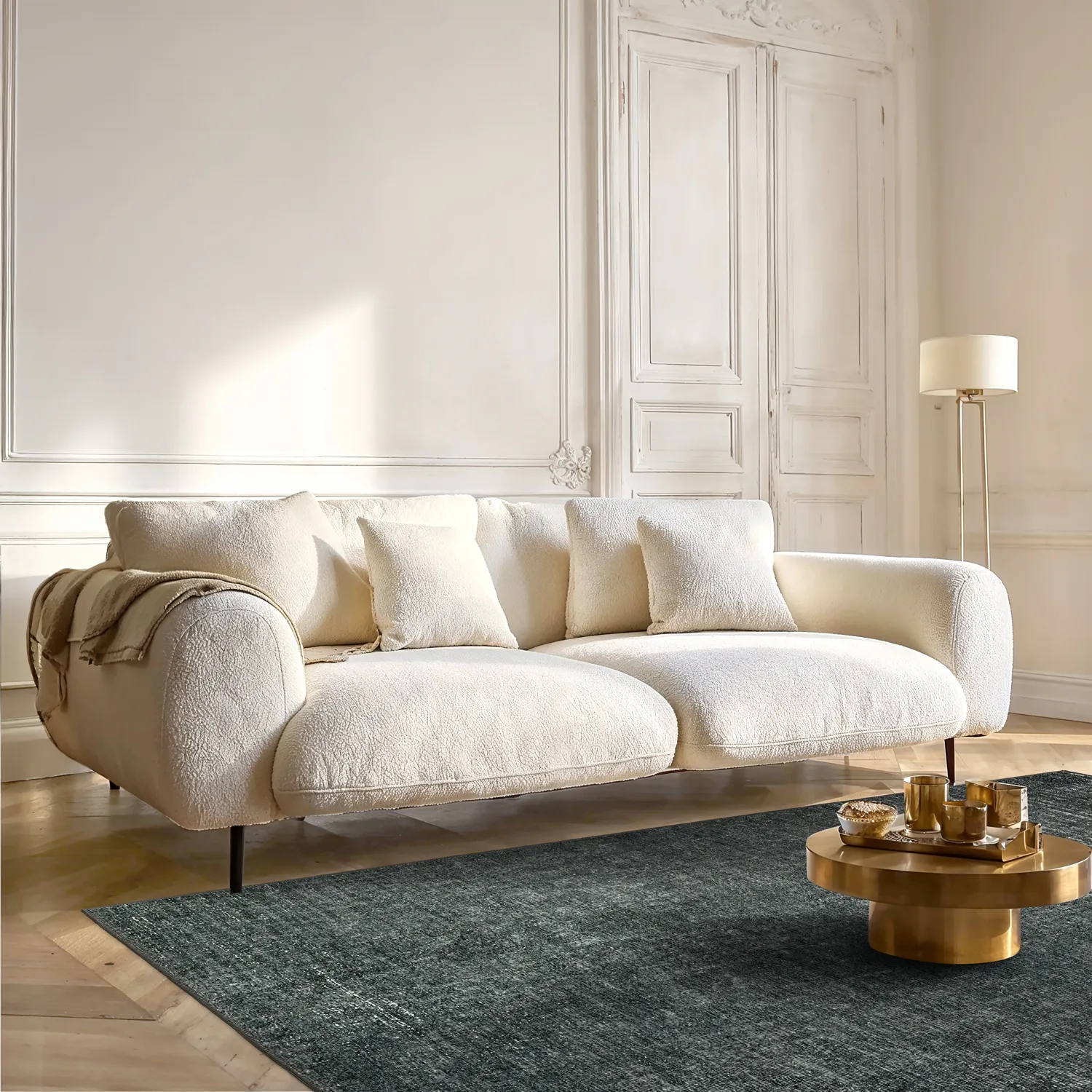 Fladvævet tæppe - Elarion (sort)