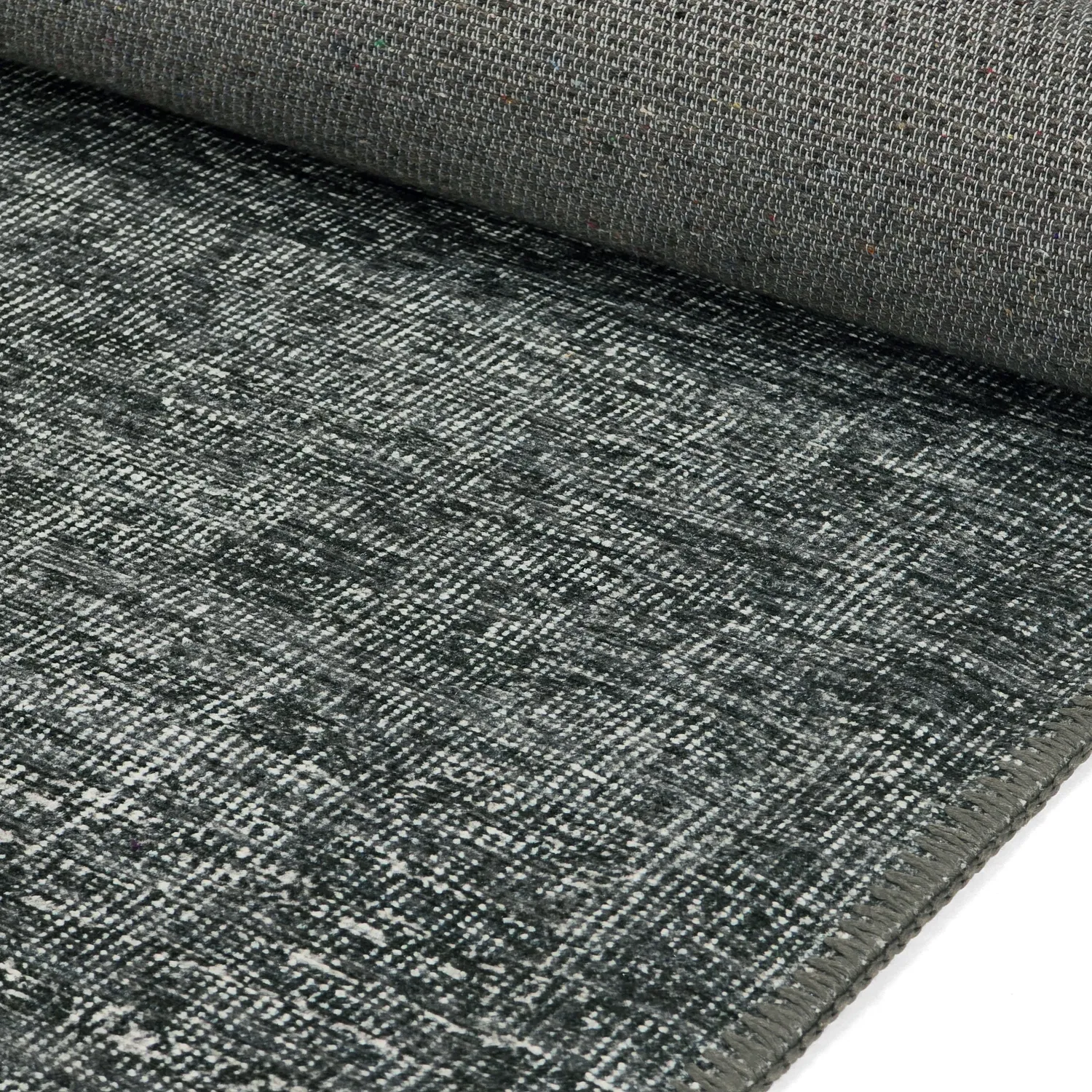 Fladvævet tæppe - Elarion (sort)