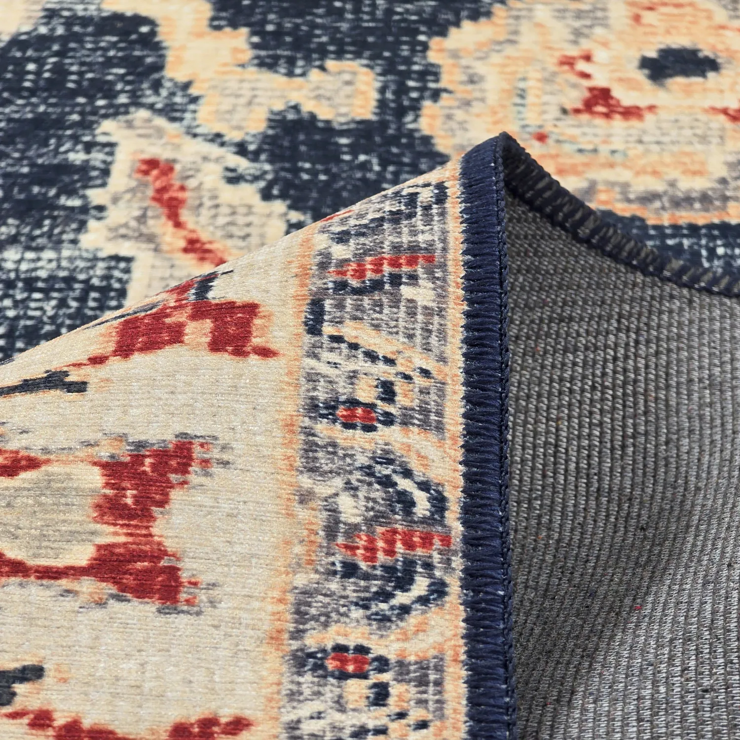 Fladvævet tæppe - Fadarin (blå)