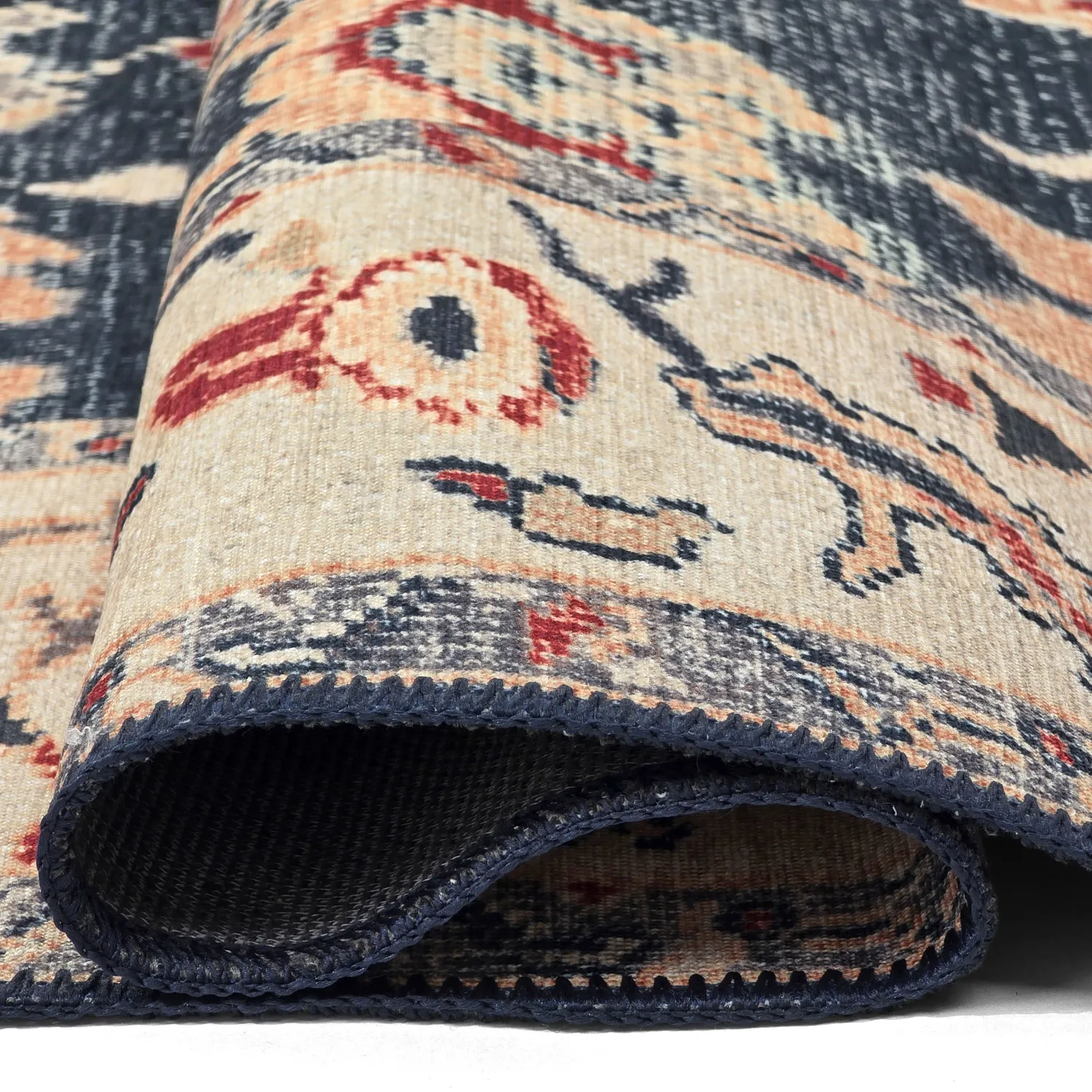 Fladvævet tæppe - Fadarin (blå)