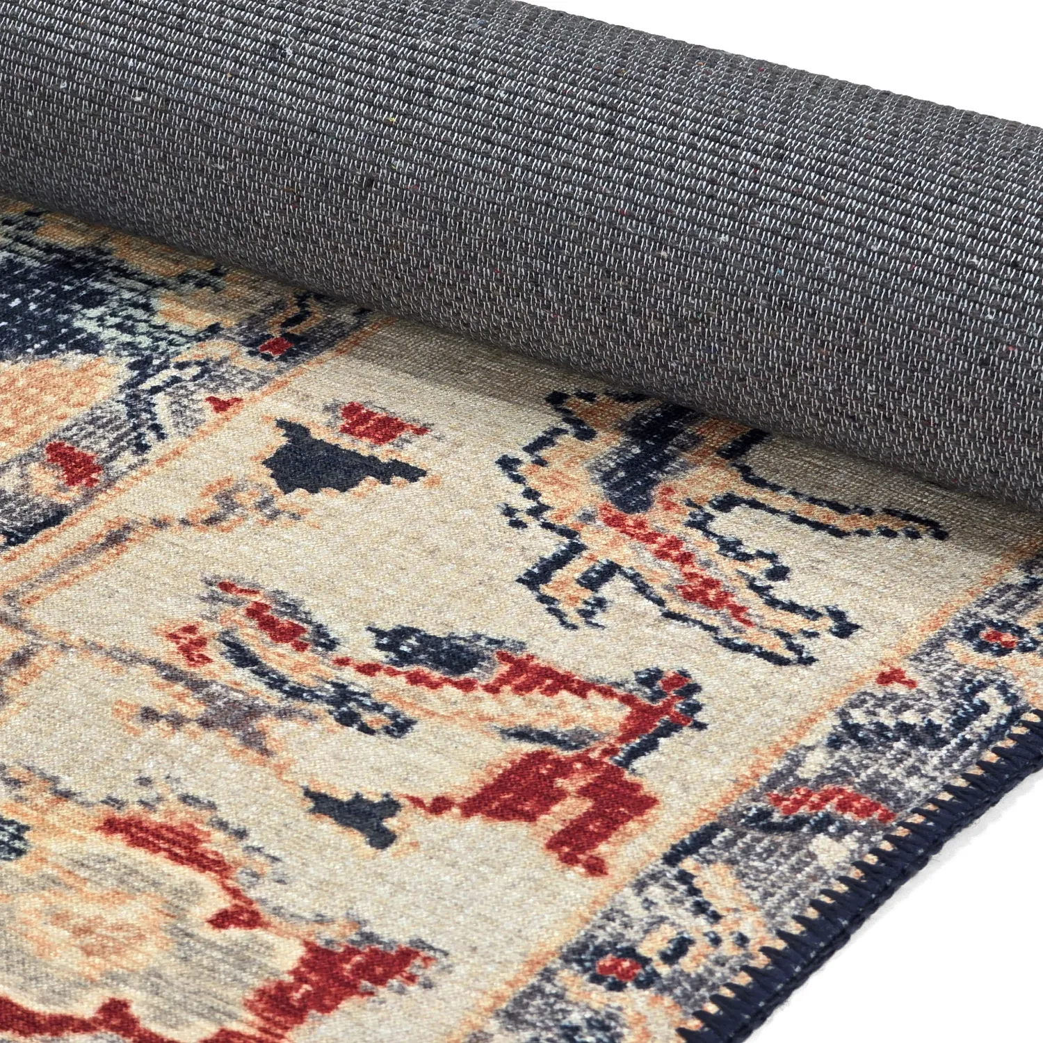 Fladvævet tæppe - Fadarin (blå)