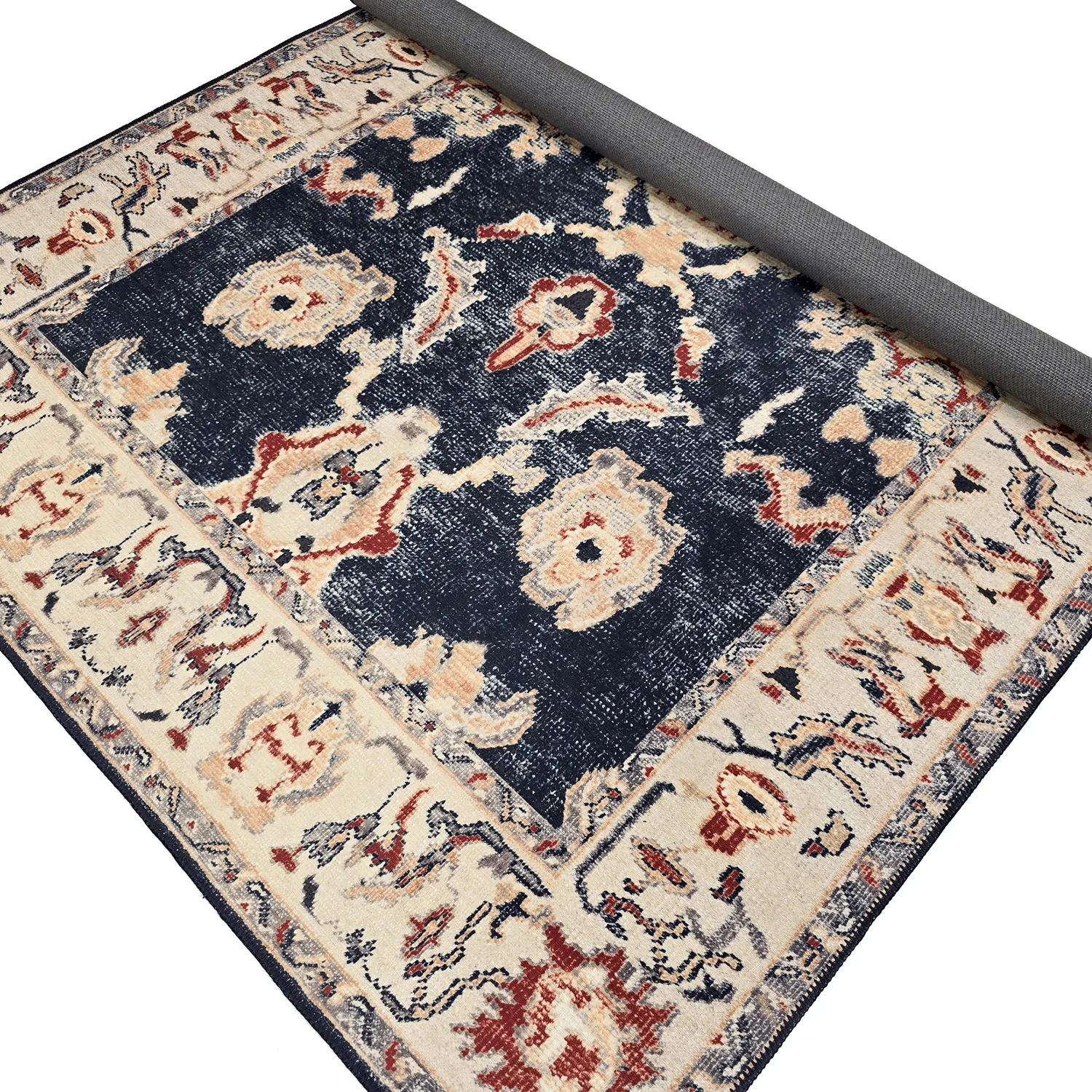 Fladvævet tæppe - Fadarin (blå)