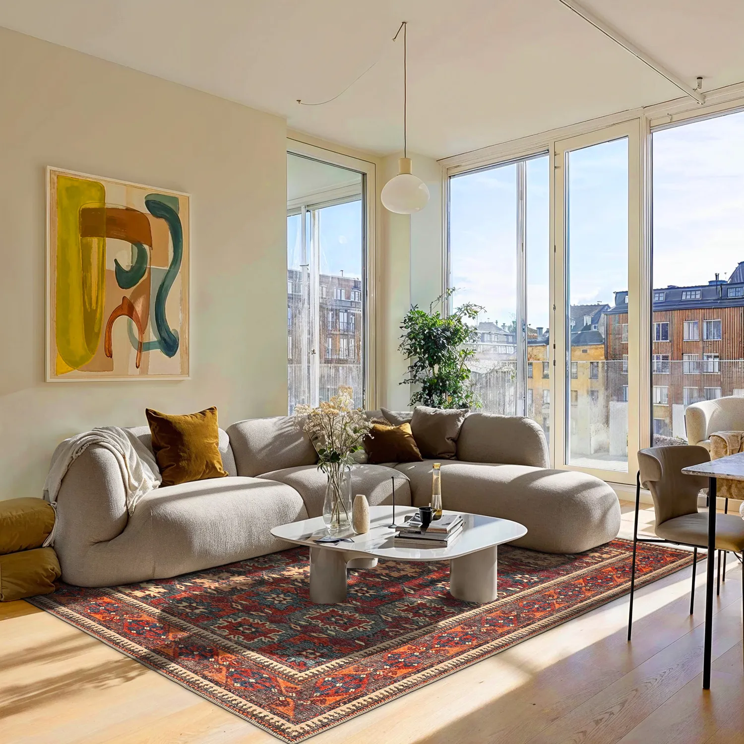 Fladvævet tæppe - Khalamir (rød)