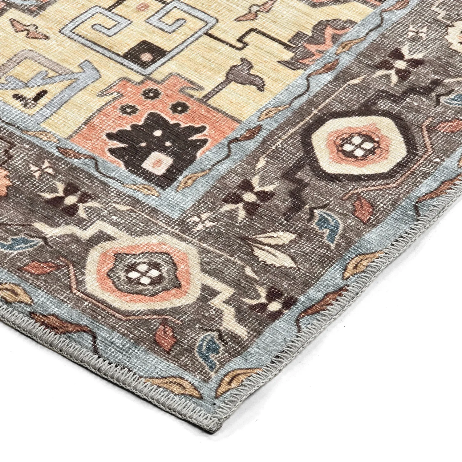 Fladvævet tæppe - Kordava (grå/rød)