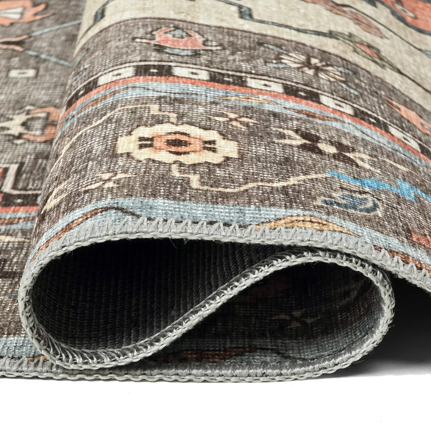 Fladvævet tæppe - Kordava (grå/rød)