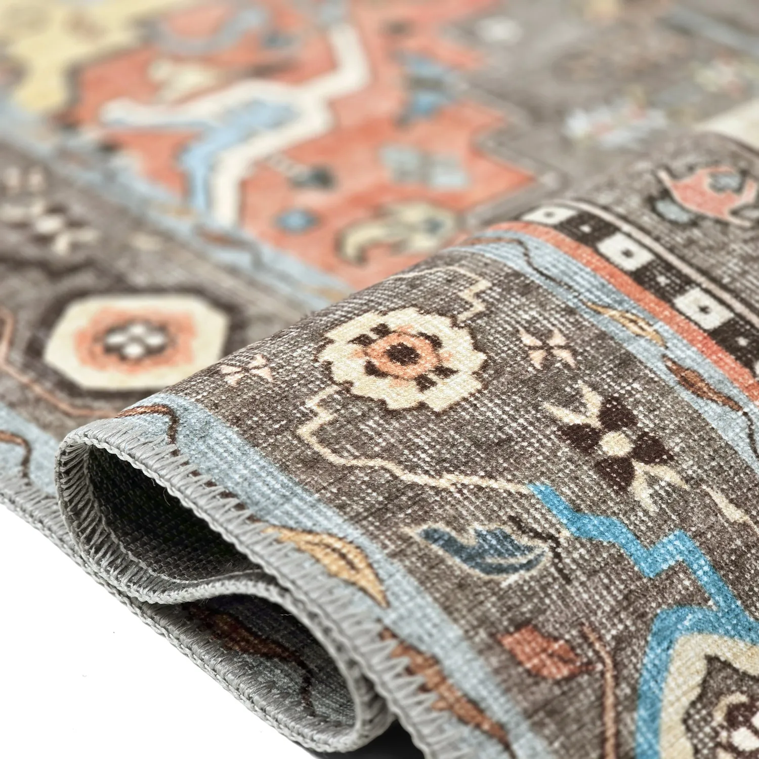 Fladvævet tæppe - Kordava (grå/rød)