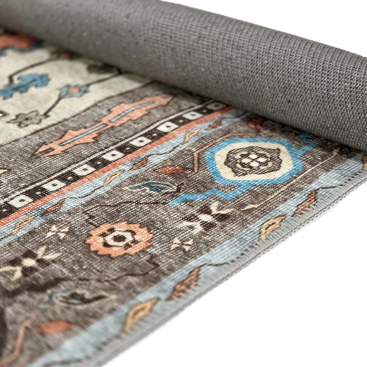 Fladvævet tæppe - Kordava (grå/rød)