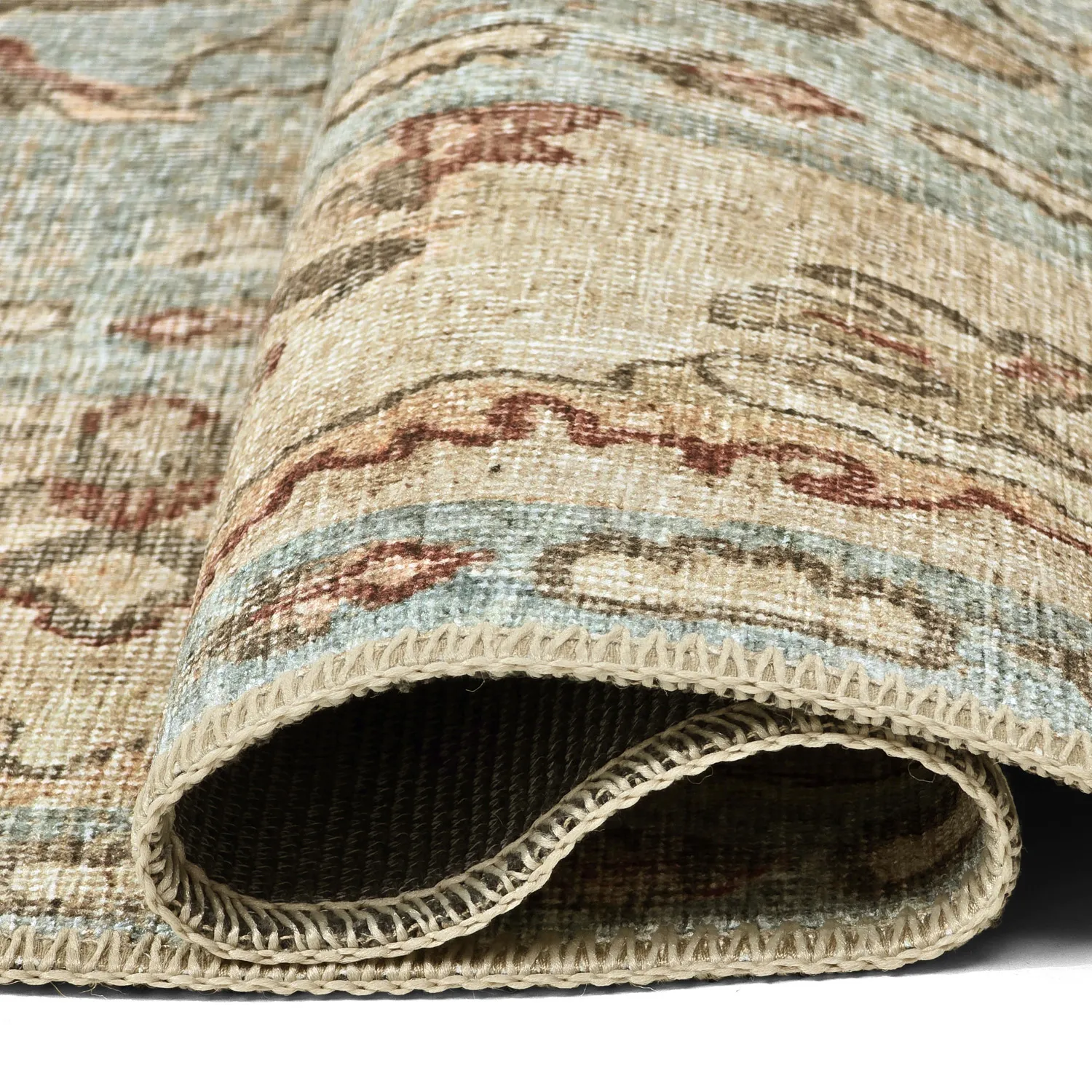 Fladvævet tæppe - Layla (lyseblå)