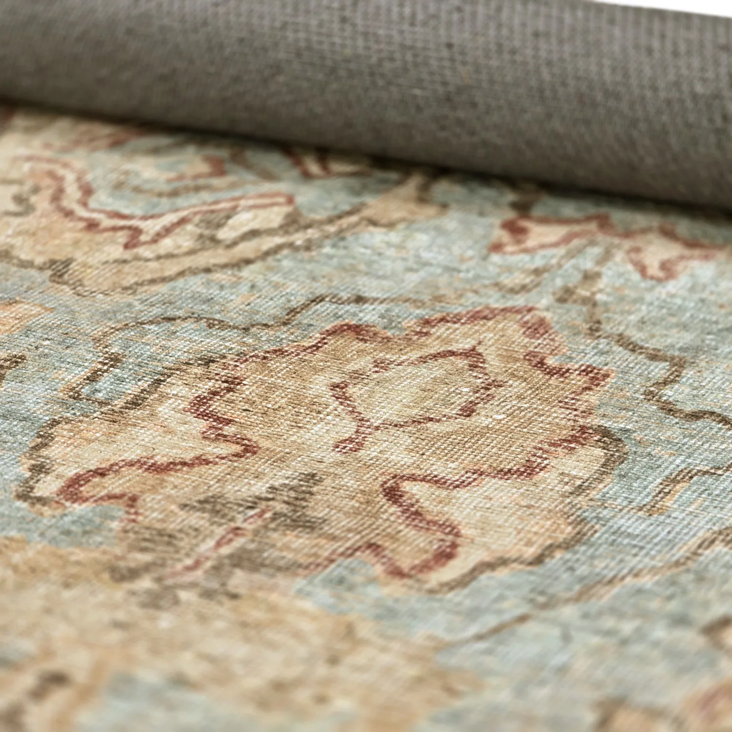 Fladvævet tæppe - Layla (lyseblå)