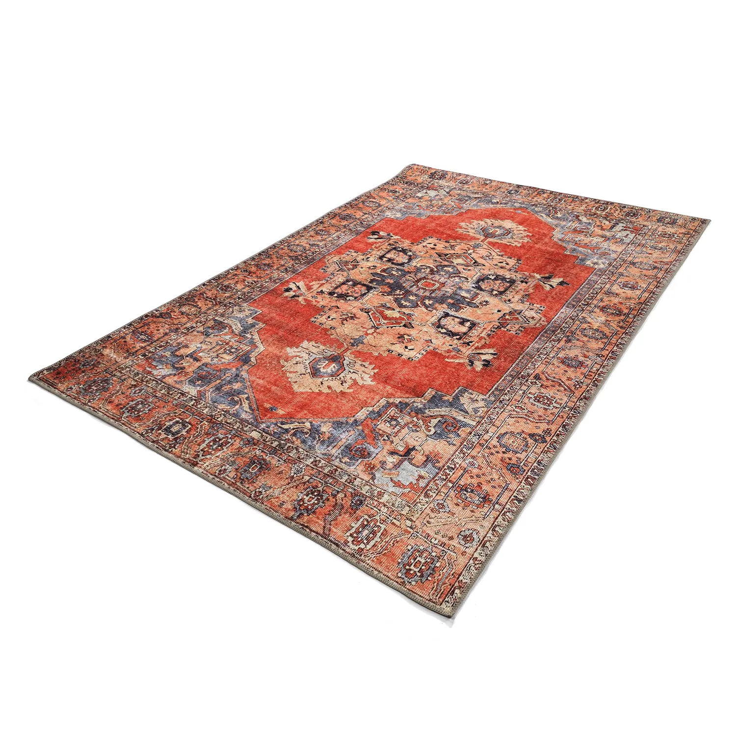 Fladvævet tæppe - Madevan (rød)