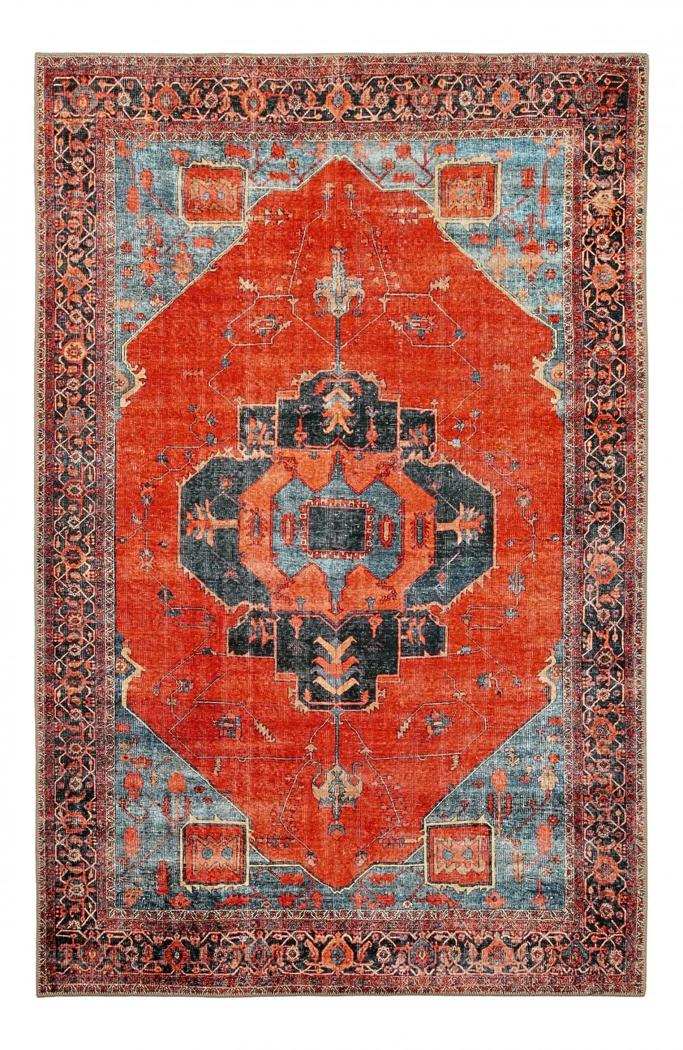 Fladvævet tæppe - Mandalay (rød)