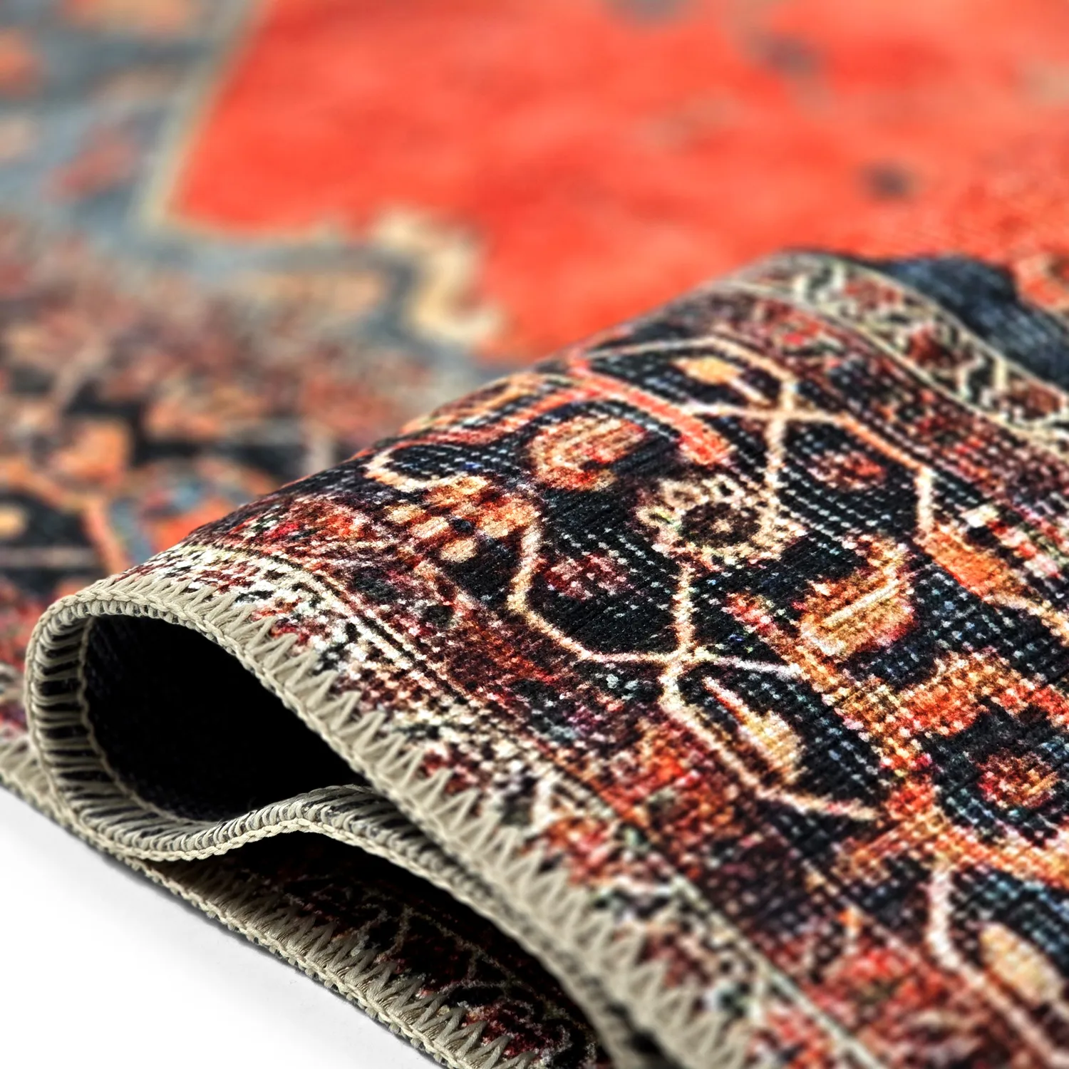 Fladvævet tæppe - Mandalay (rød)