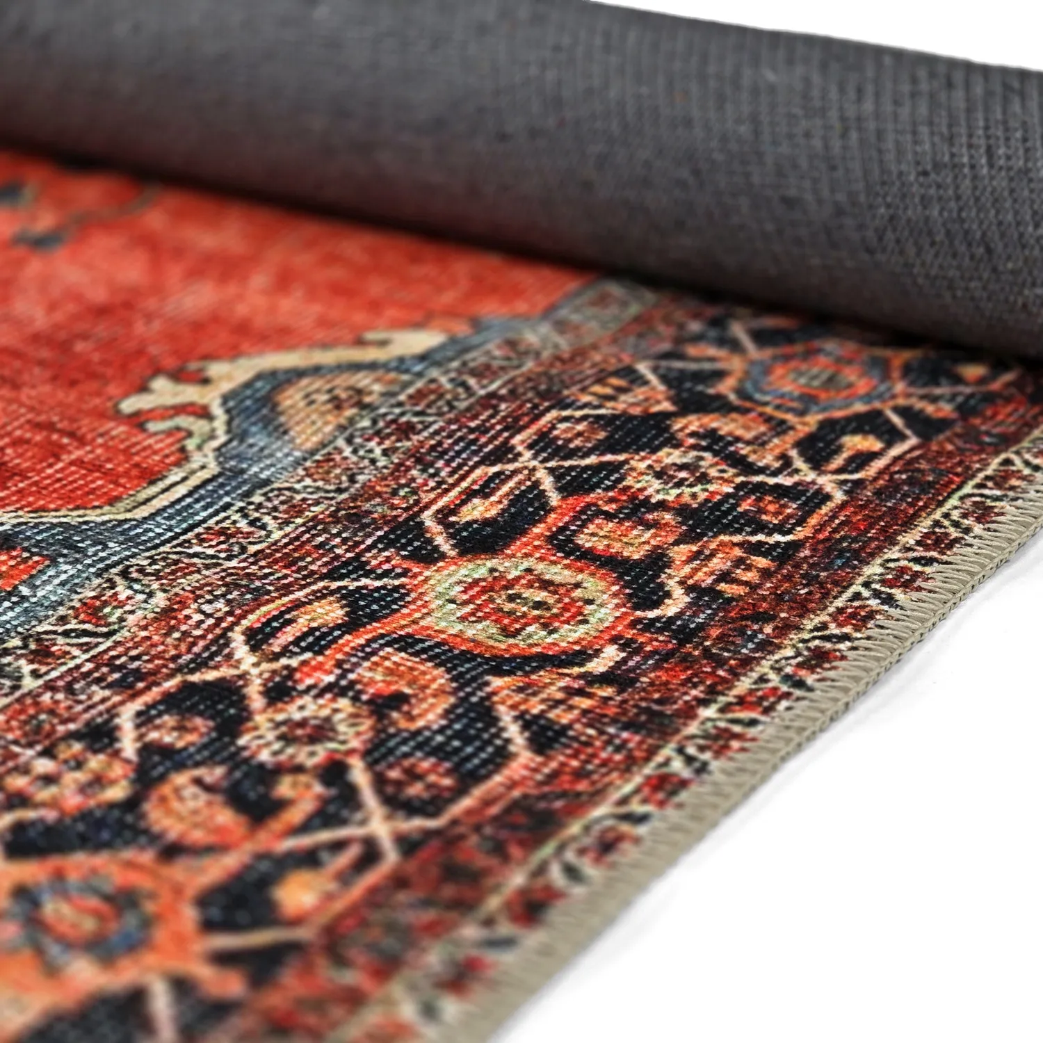 Fladvævet tæppe - Mandalay (rød)