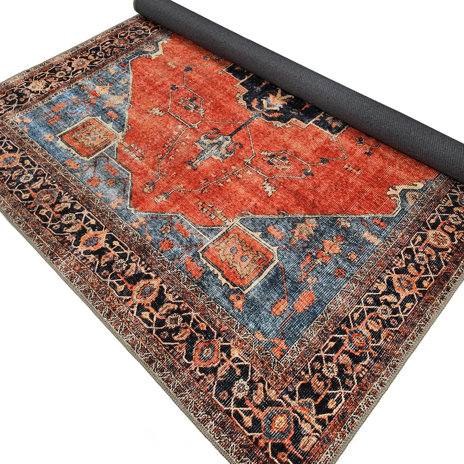 Fladvævet tæppe - Mandalay (rød)