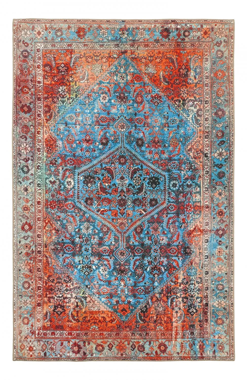 Fladvævet tæppe - Mardin (rød/blå)