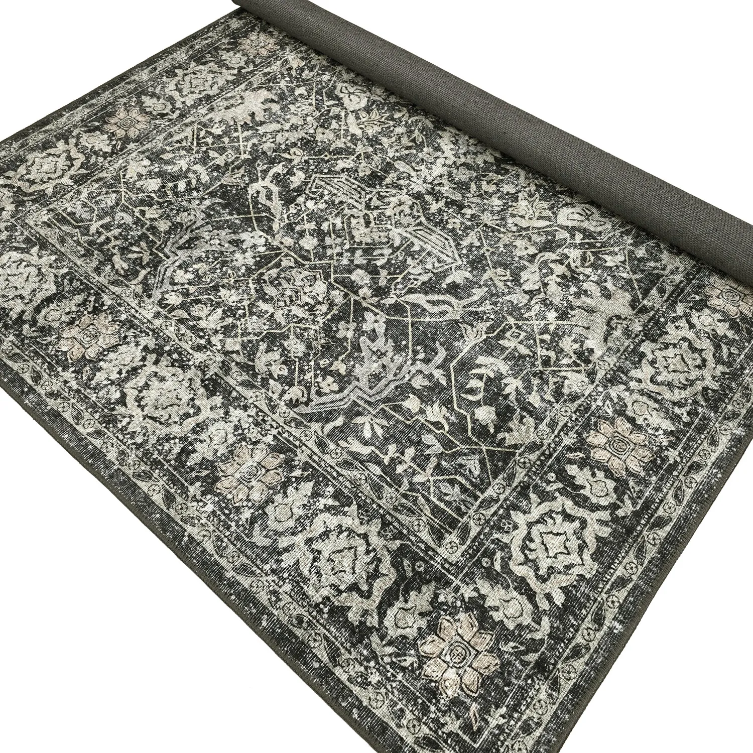 Fladvævet tæppe - Meralis (sort)