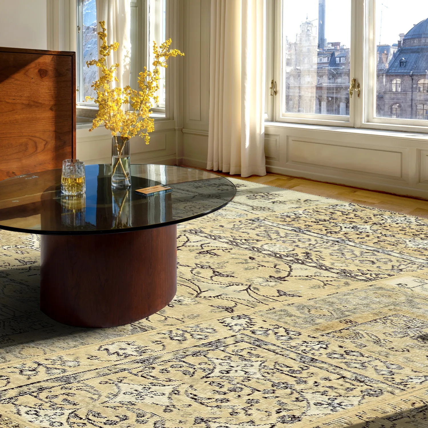 Fladvævet tæppe - Myrina (beige)