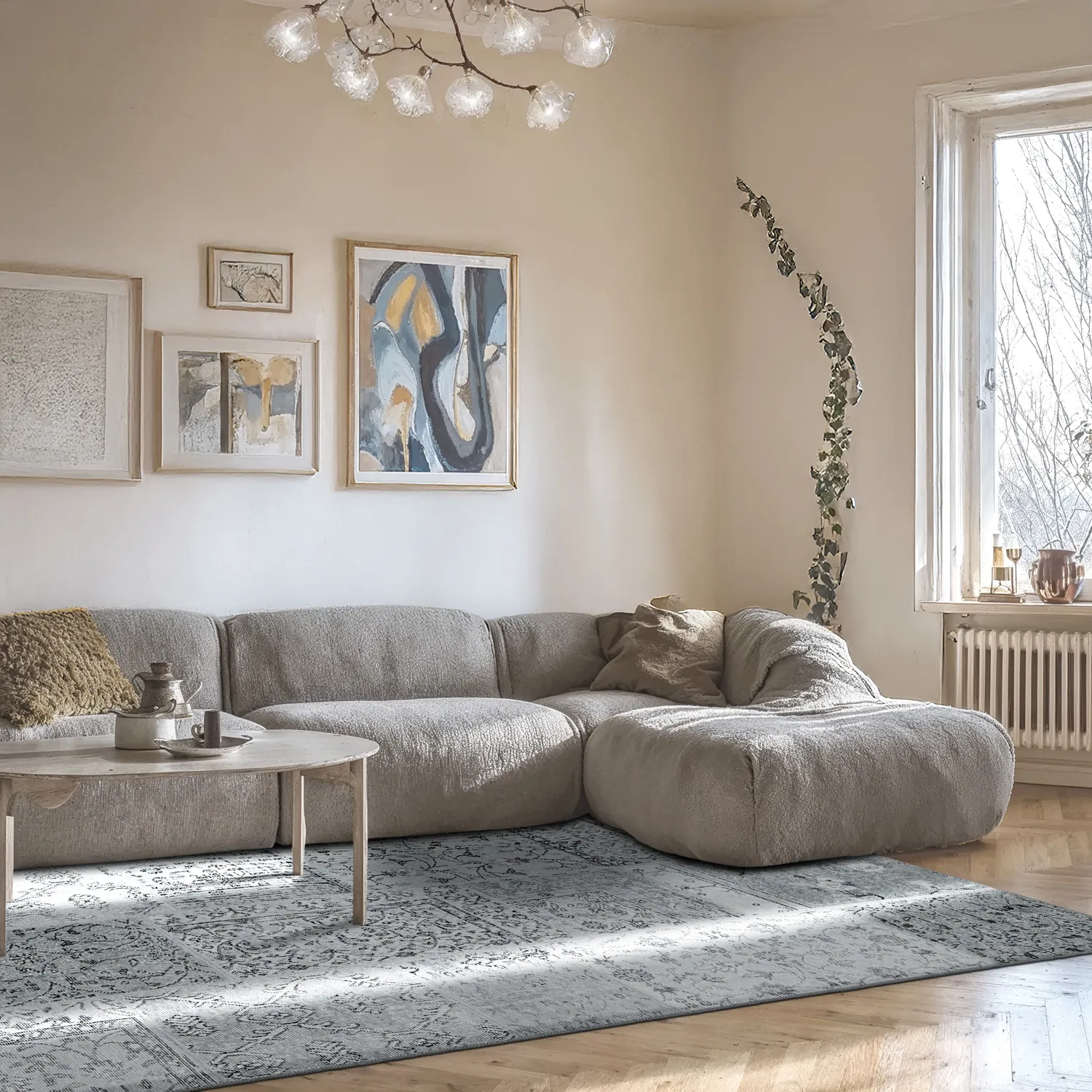 Fladvævet tæppe - Myrina (grå)