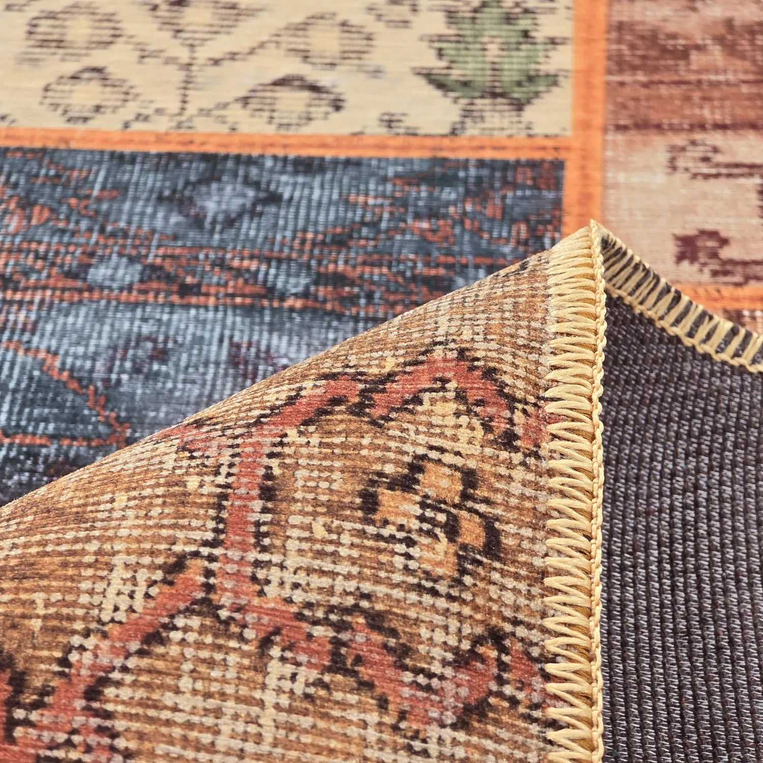 Fladvævet tæppe - Myrina (rød/multi)