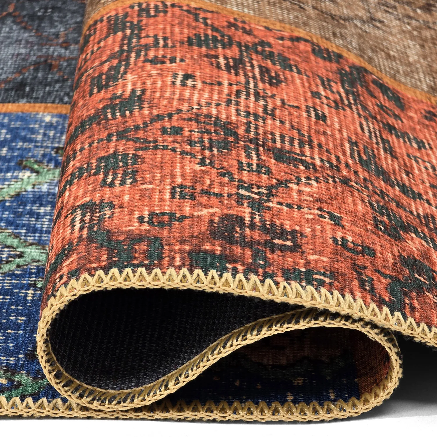 Fladvævet tæppe - Myrina (rød/multi)