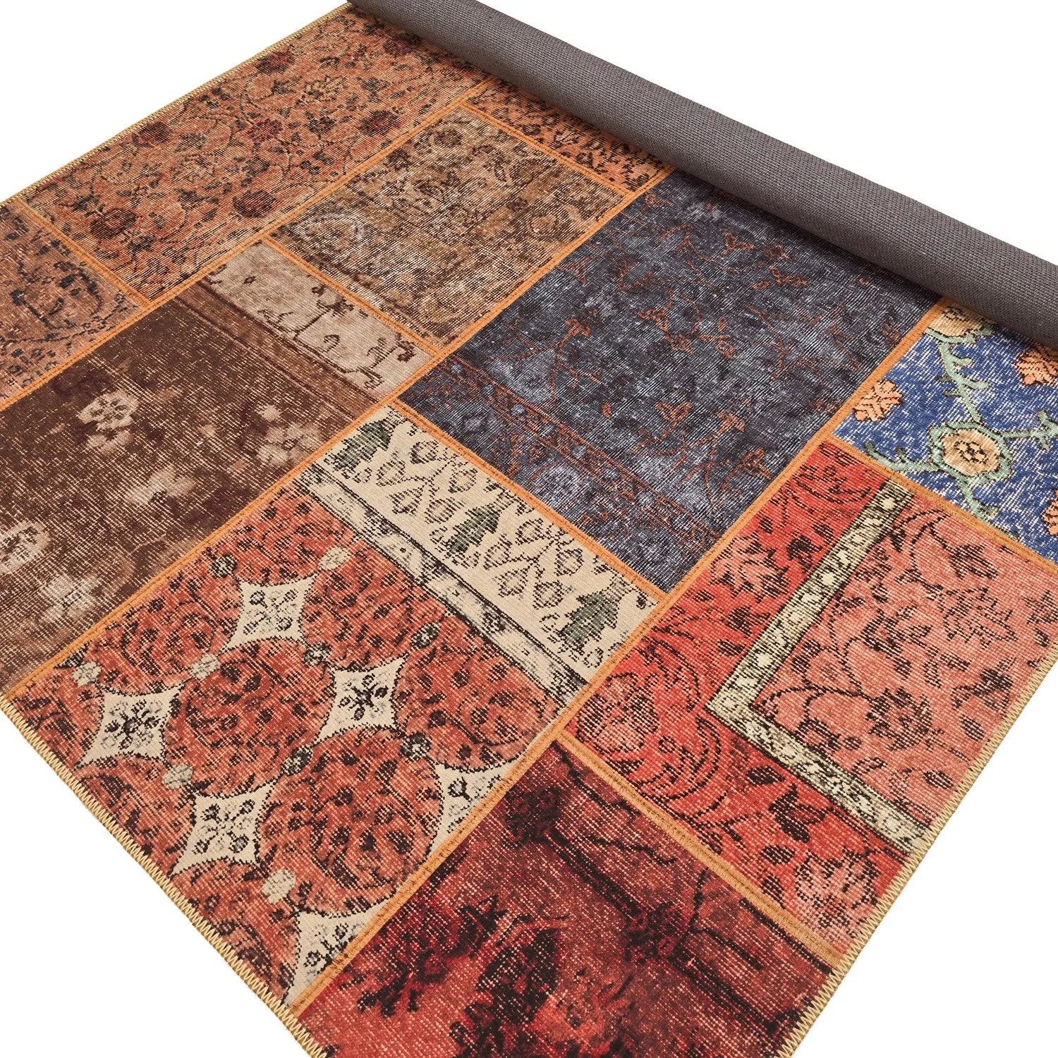 Fladvævet tæppe - Myrina (rød/multi)