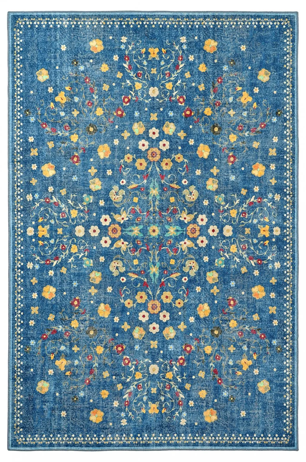 Fladvævet tæppe - Nabilar (blå)