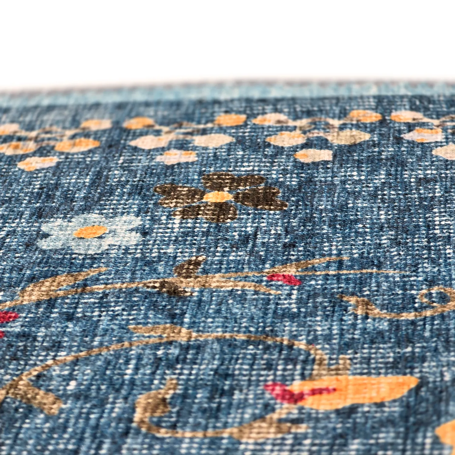 Fladvævet tæppe - Nabilar (blå)