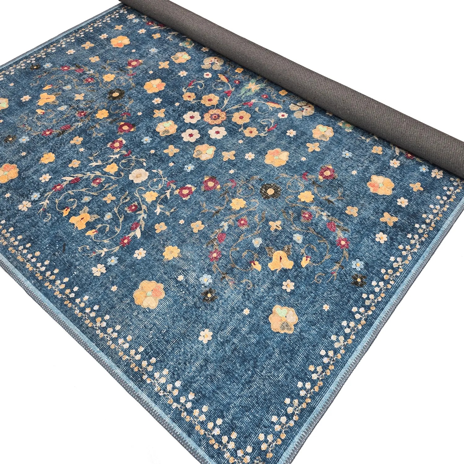 Fladvævet tæppe - Nabilar (blå)