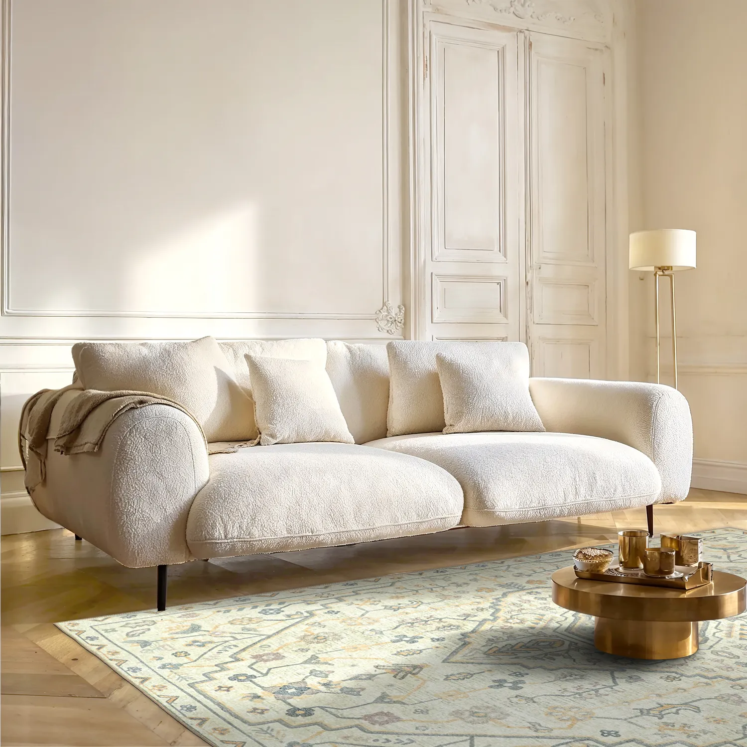 Fladvævet tæppe - Nahla (fløde)