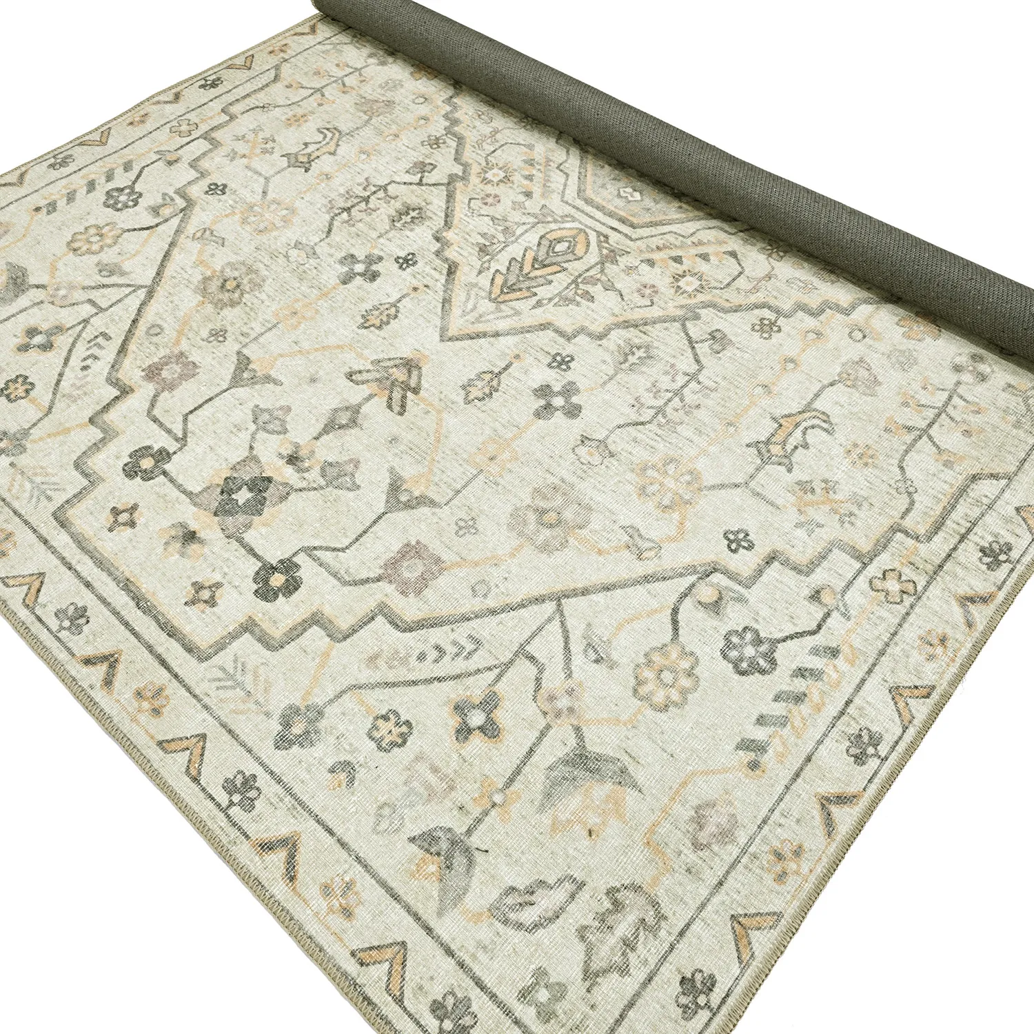 Fladvævet tæppe - Nahla (fløde)