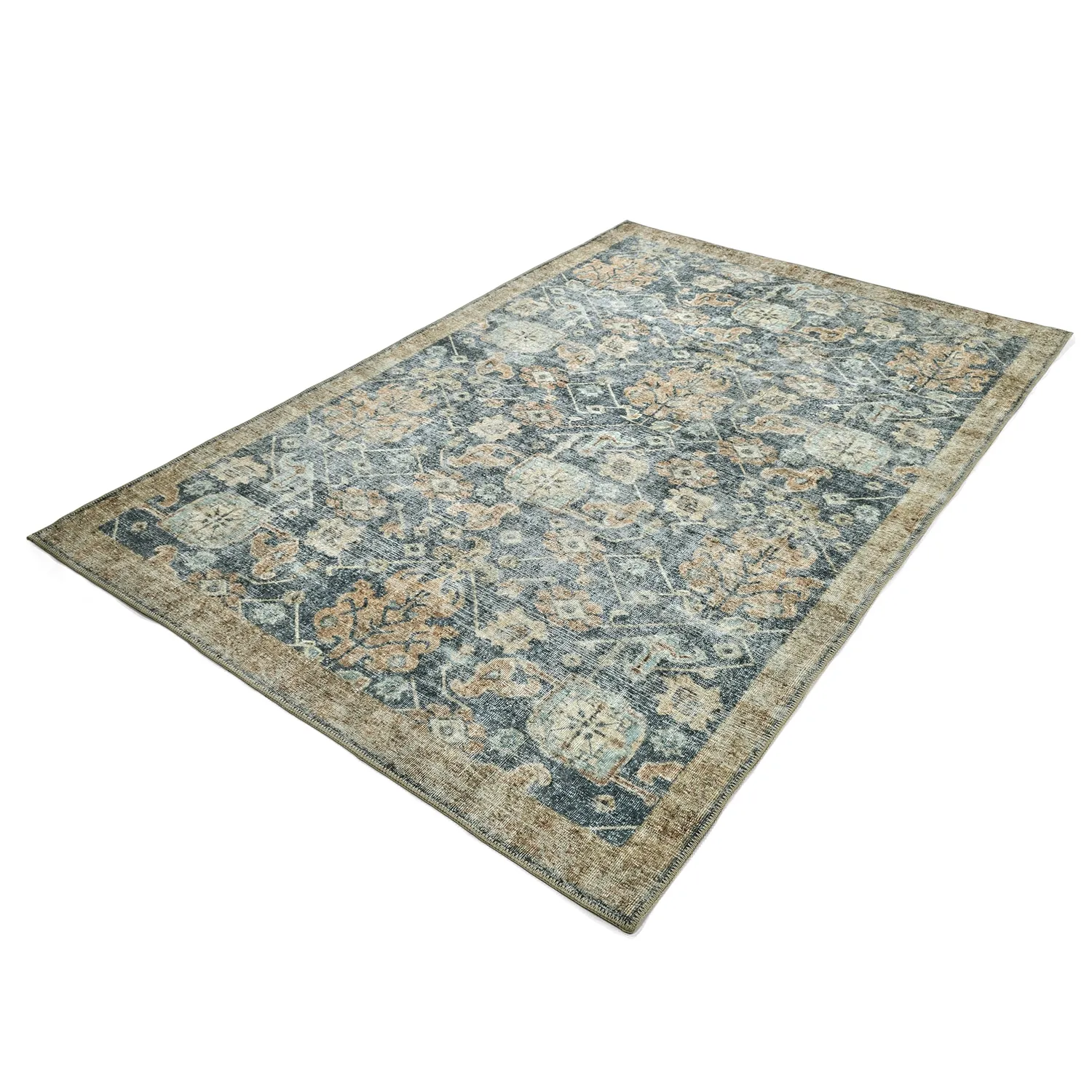 Fladvævet tæppe - Noura (blå)