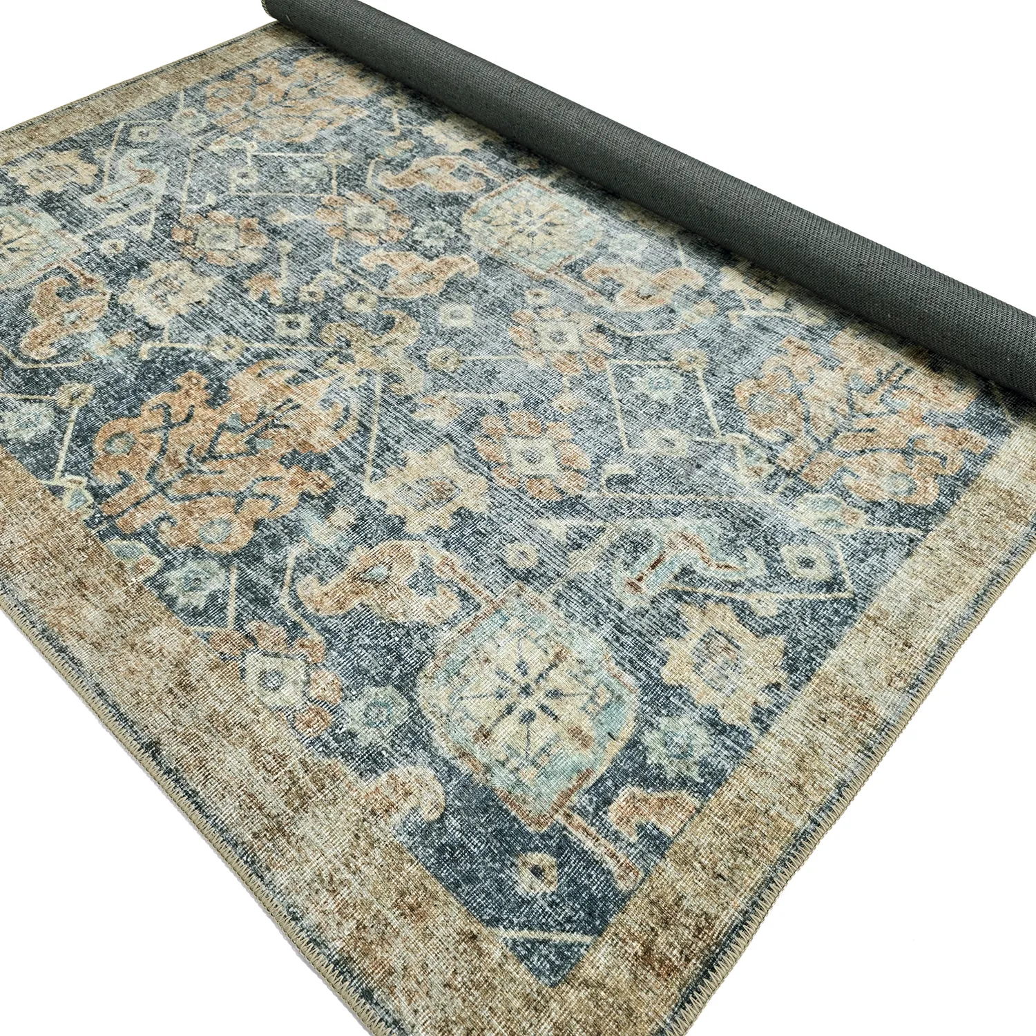 Fladvævet tæppe - Noura (blå)