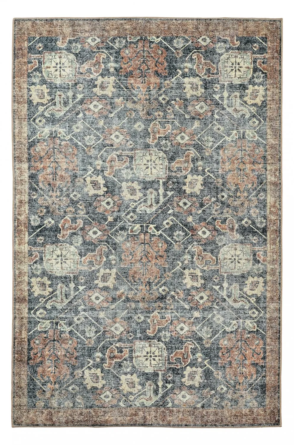 Fladvævet tæppe - Noura (mørkeblå)