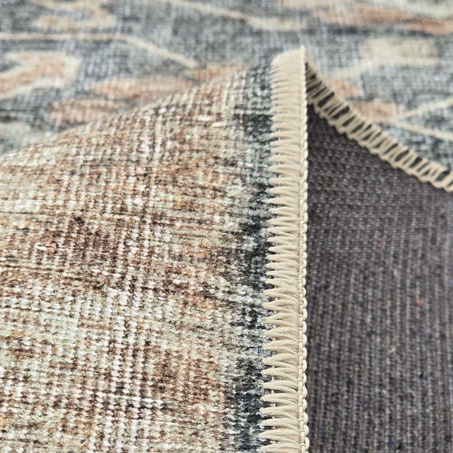 Fladvævet tæppe - Noura (mørkeblå)