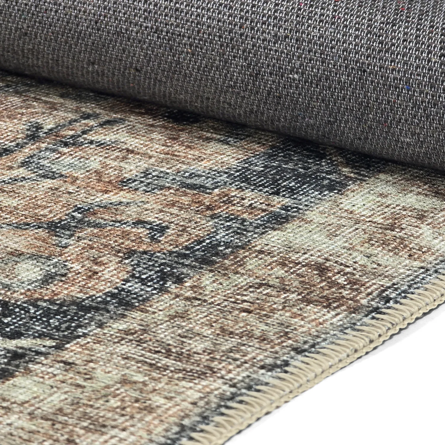 Fladvævet tæppe - Noura (mørkeblå)