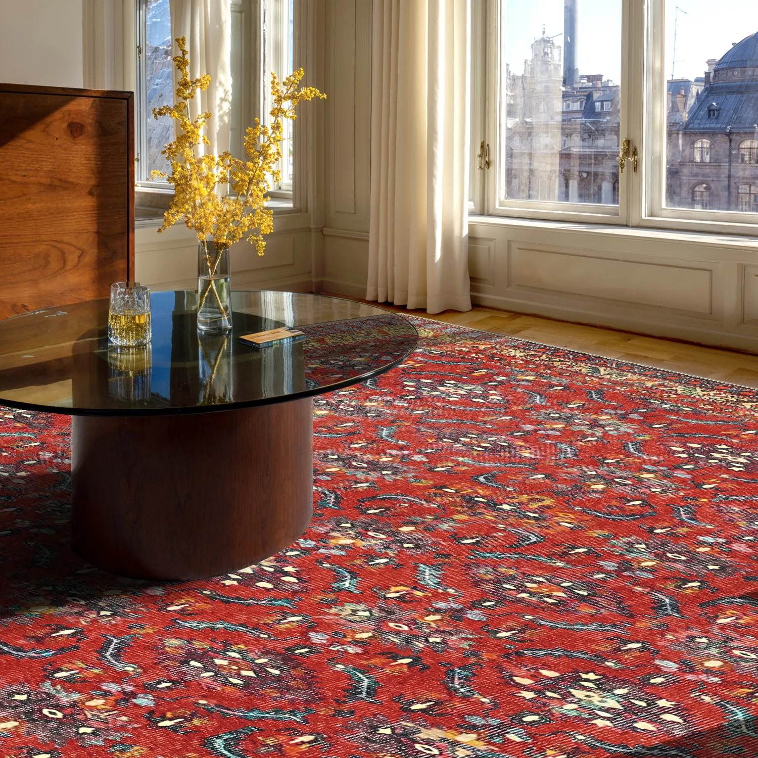 Fladvævet tæppe - Omarien (rød)