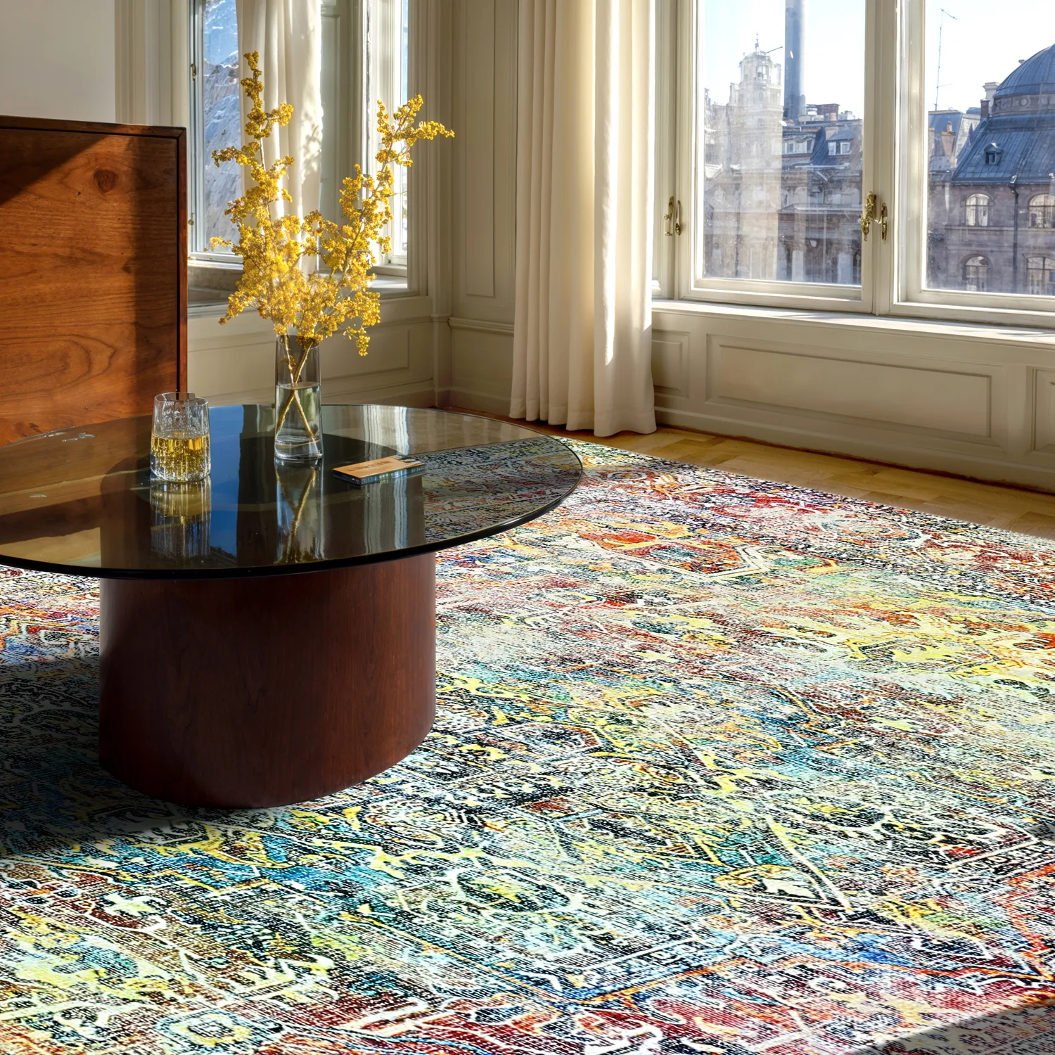 Fladvævet tæppe - Oriental Rainbow (multi)