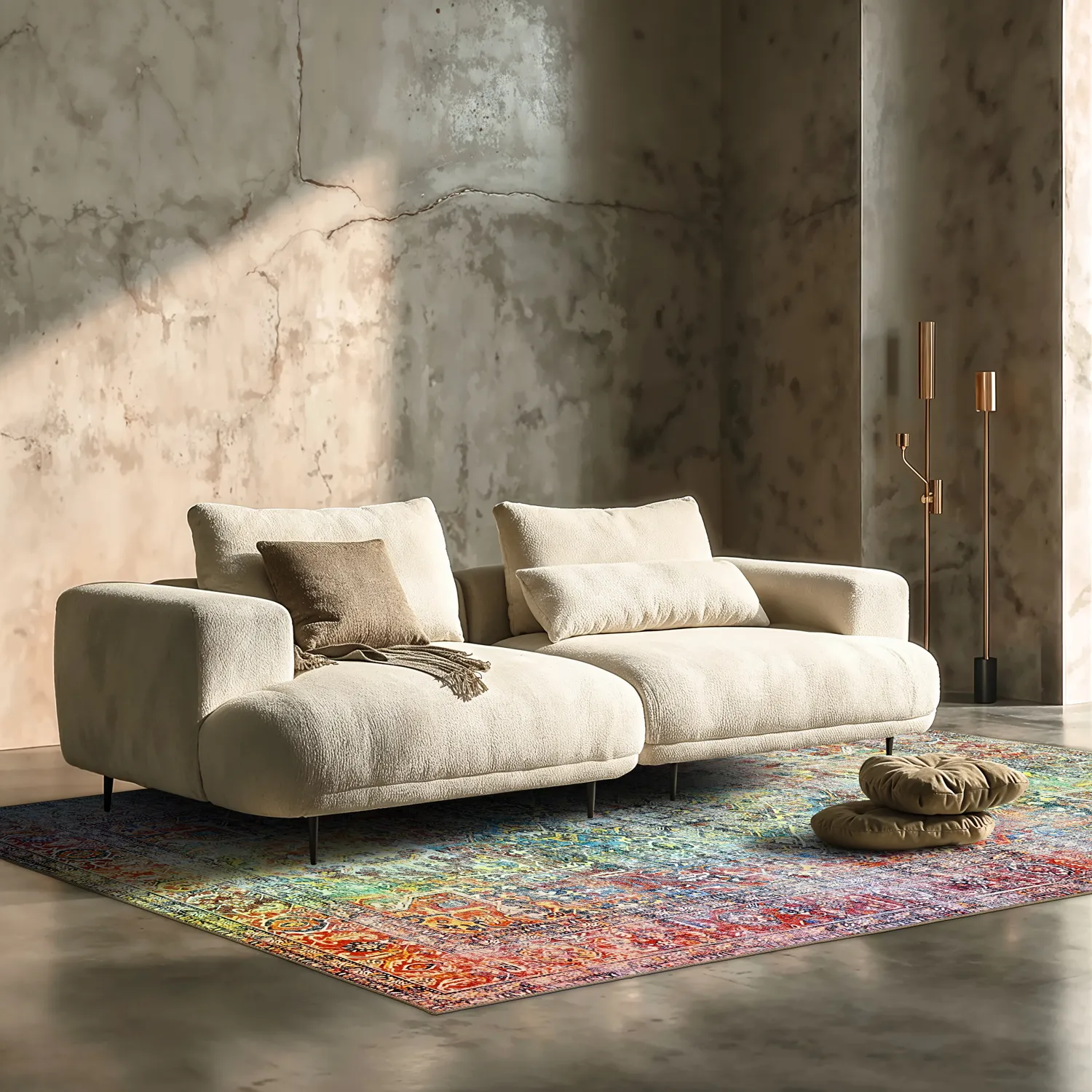 Fladvævet tæppe - Oriental Rainbow (multi)