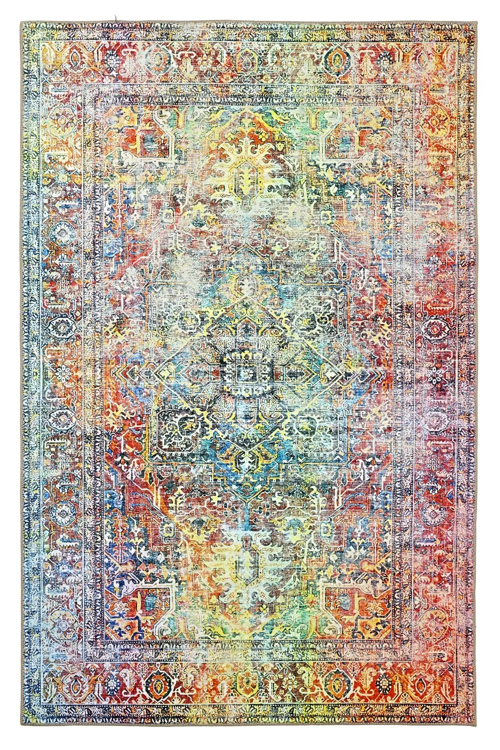 Fladvævet tæppe - Oriental Rainbow (multi)