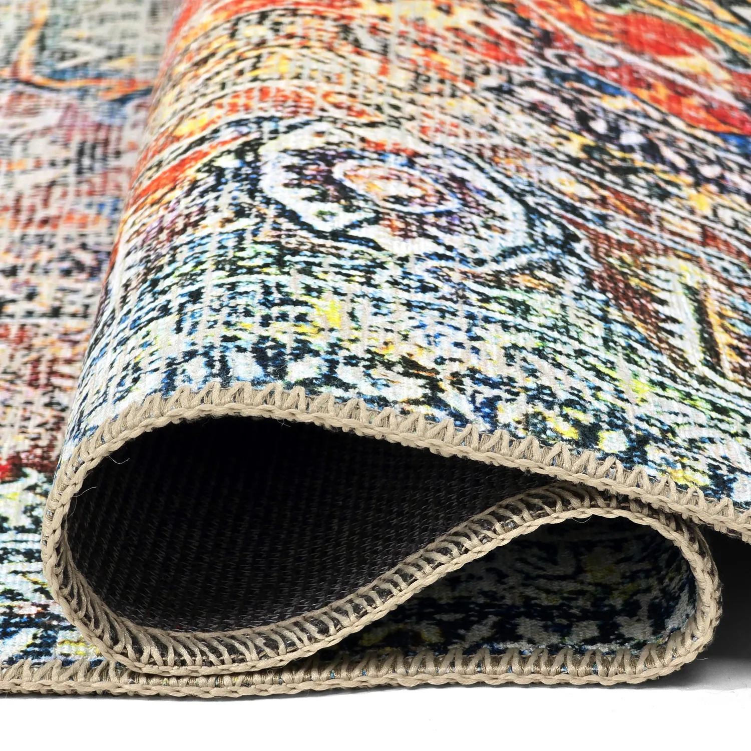 Fladvævet tæppe - Oriental Rainbow (multi)