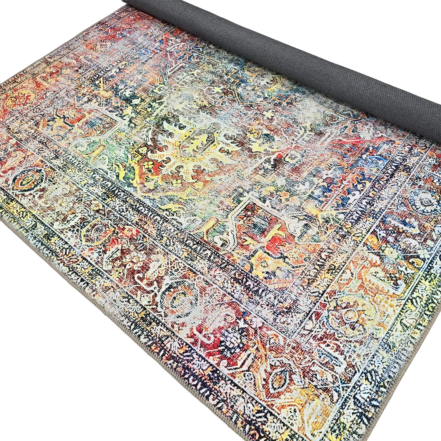 Fladvævet tæppe - Oriental Rainbow (multi)