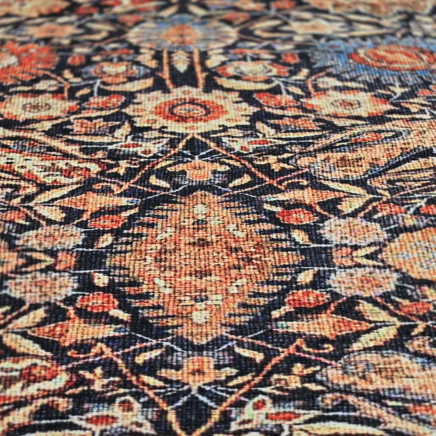 Fladvævet tæppe - Selamira (blå/multi)