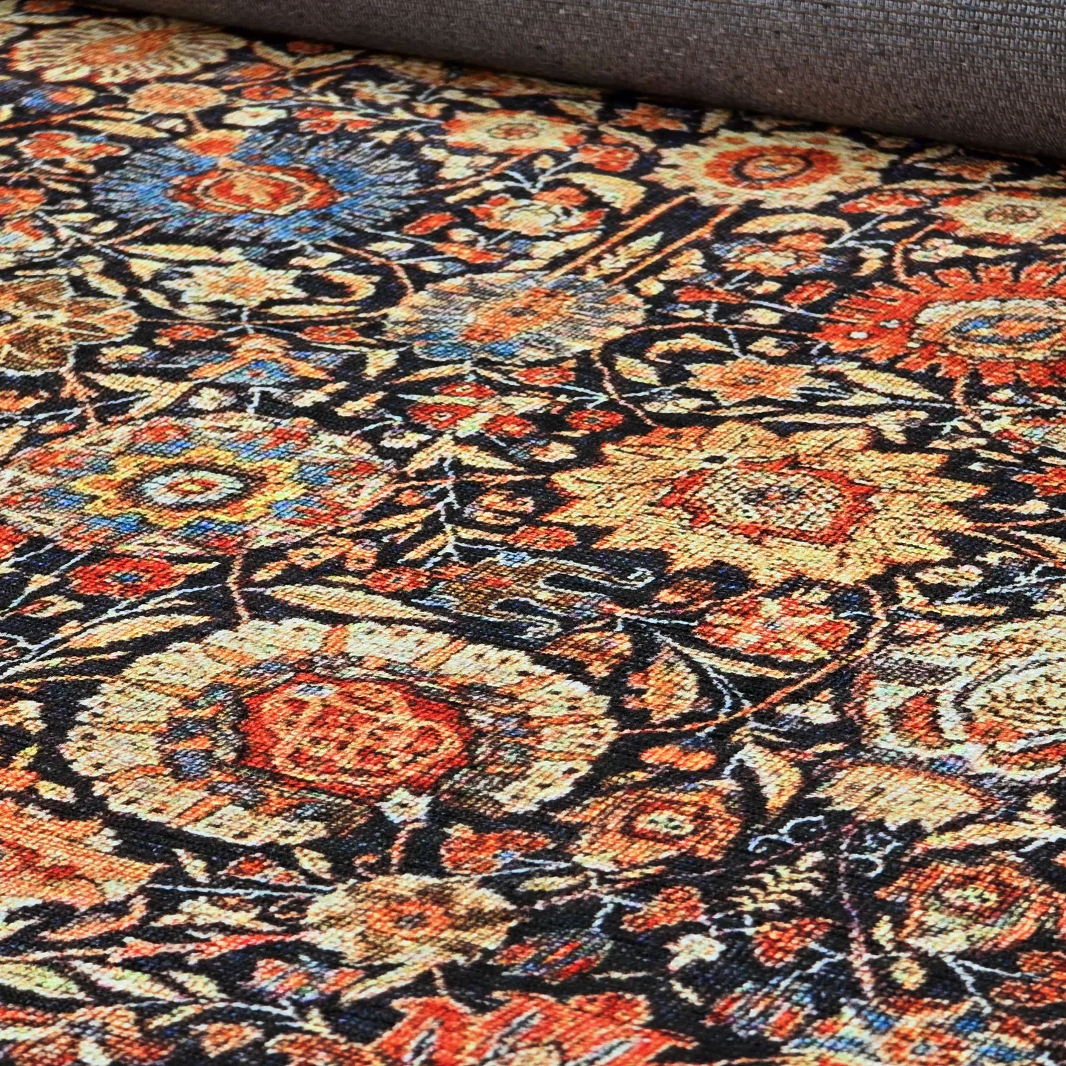 Fladvævet tæppe - Selamira (blå/multi)