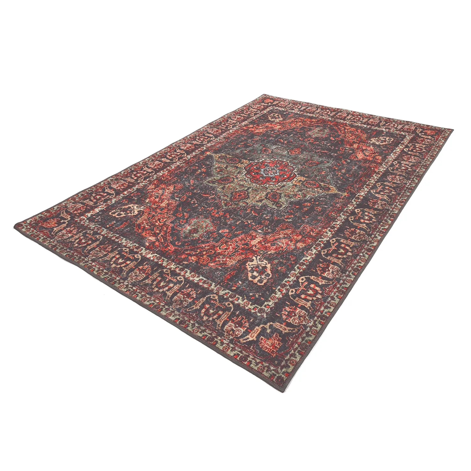 Fladvævet tæppe - Velamir (rød)