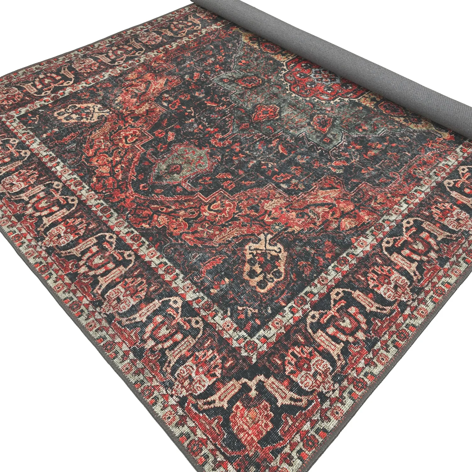 Fladvævet tæppe - Velamir (rød)