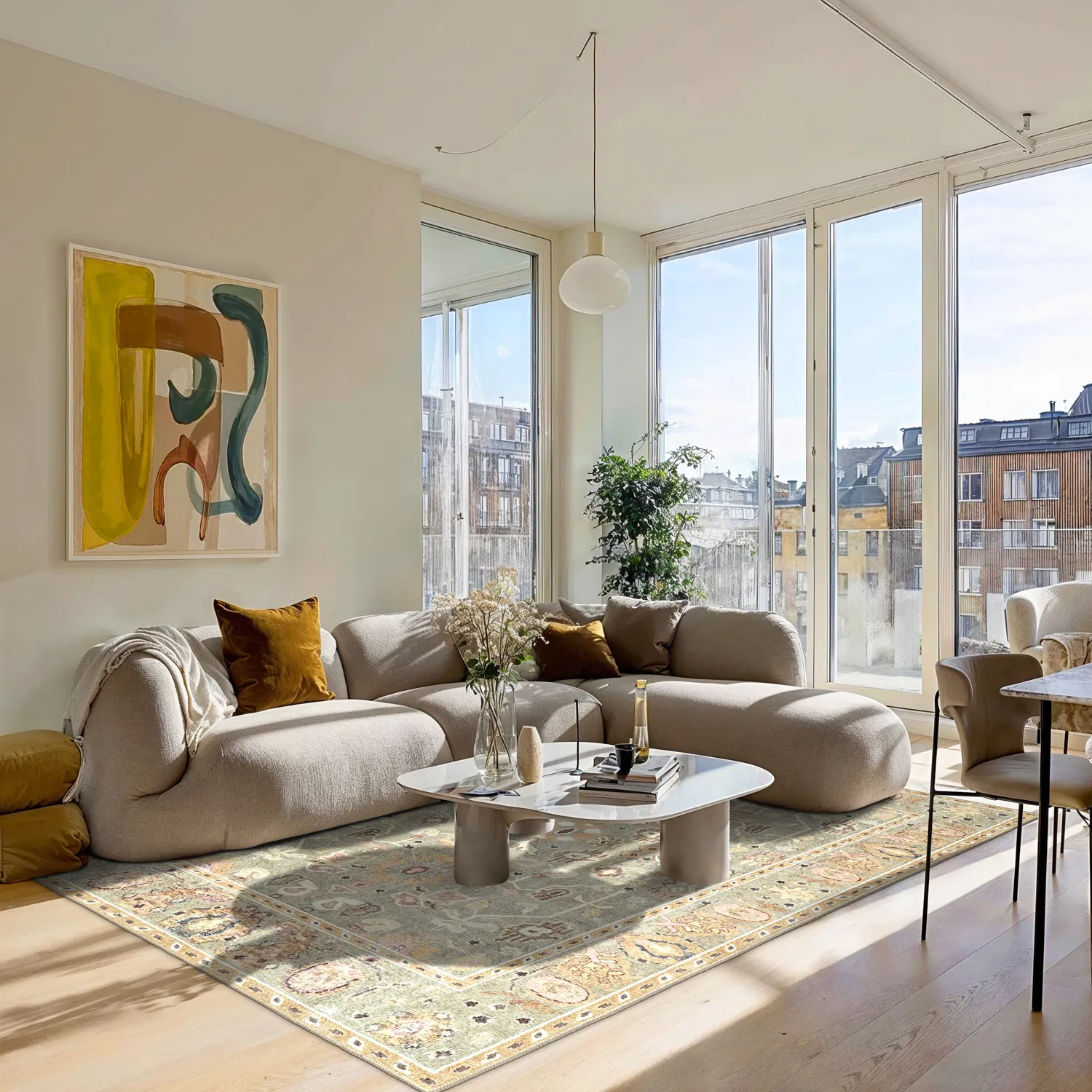 Fladvævet tæppe - Yara (beige)