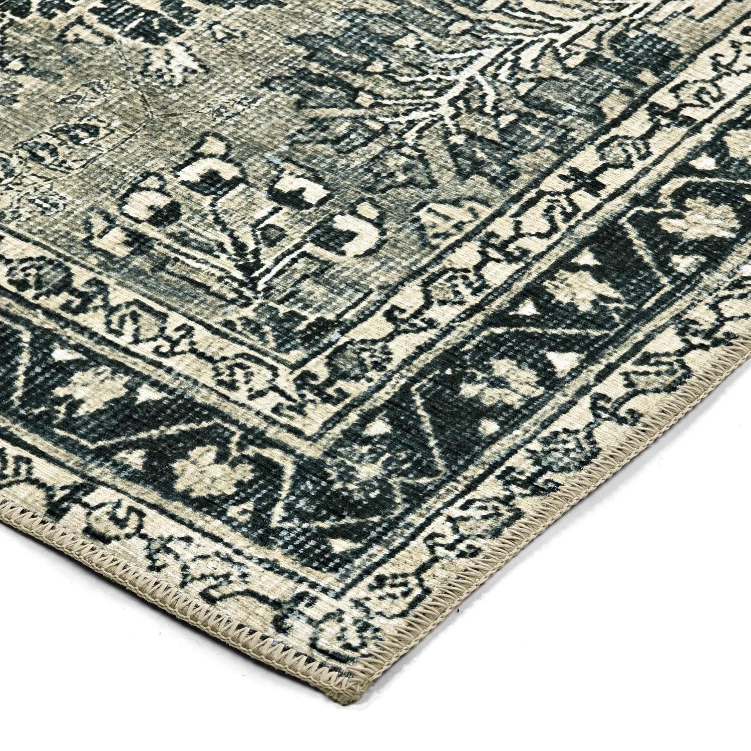 Fladvævet tæppe - Yasirah (blå/grøn)