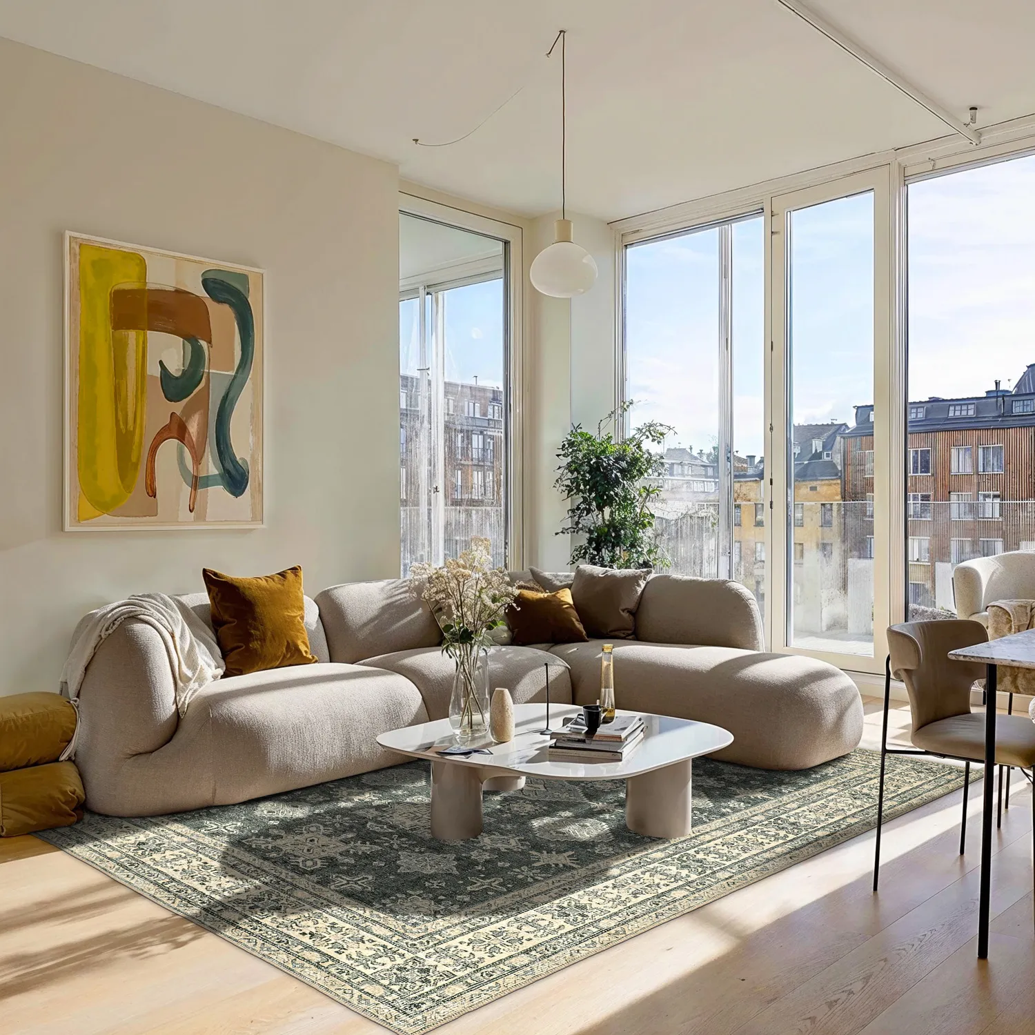 Fladvævet tæppe - Zuleina (grøn)