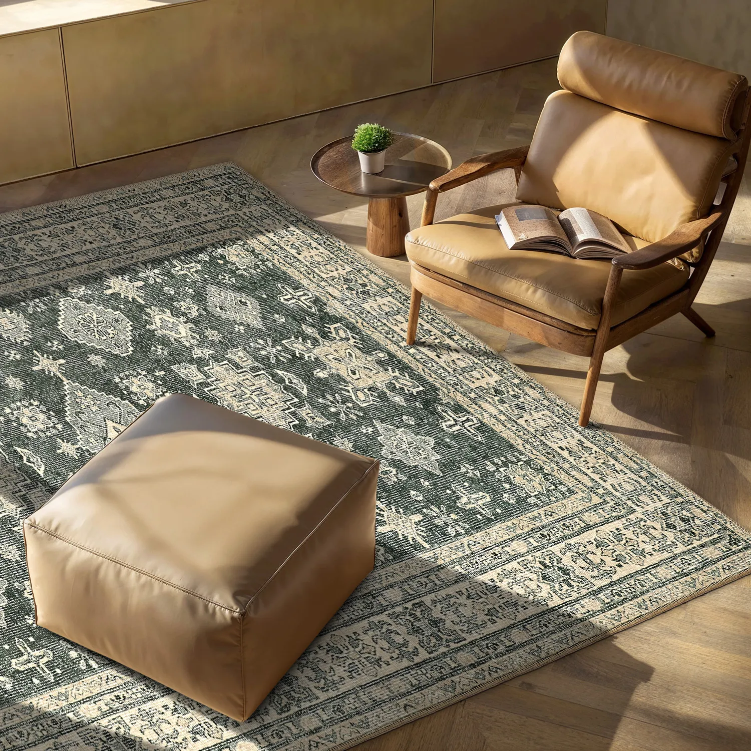 Fladvævet tæppe - Zuleina (grøn)