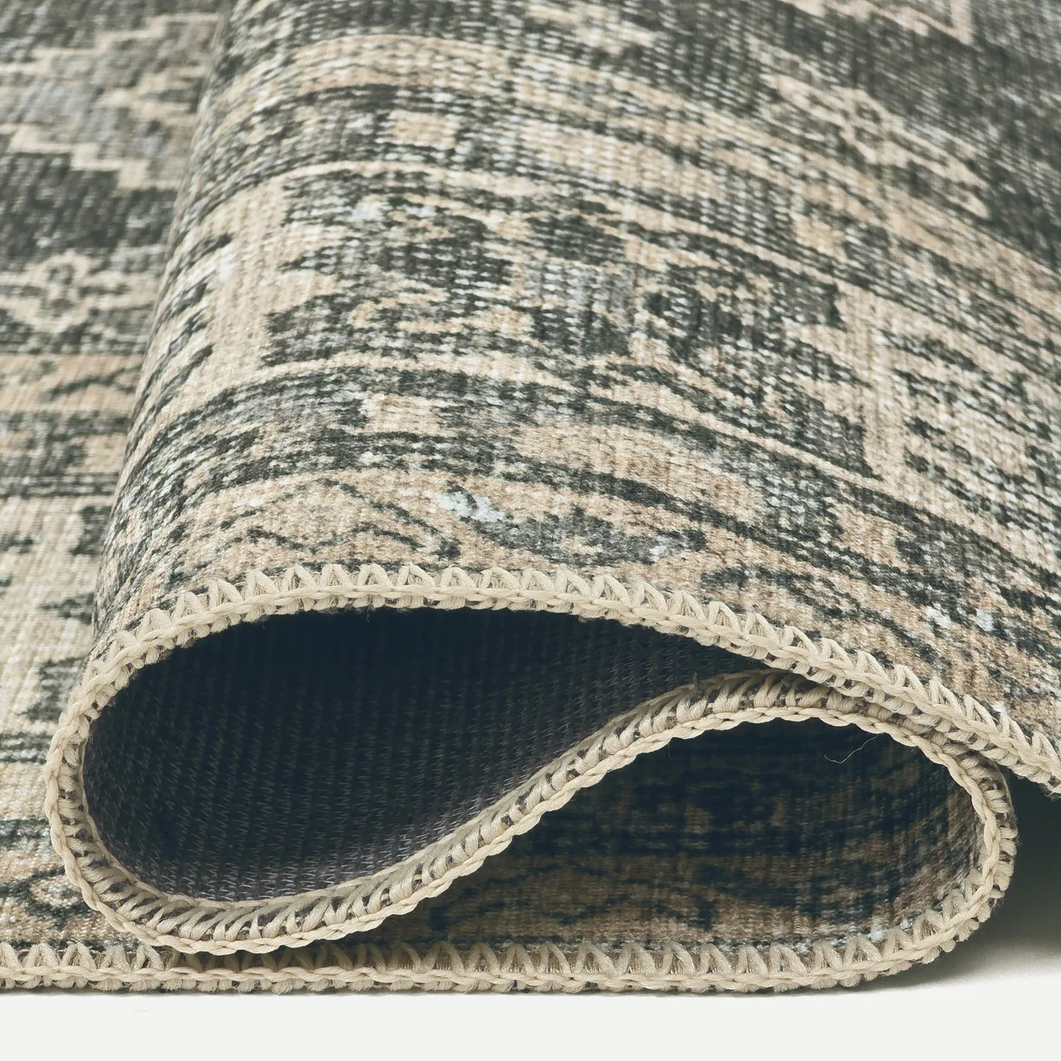 Fladvævet tæppe - Zuleina (grøn)